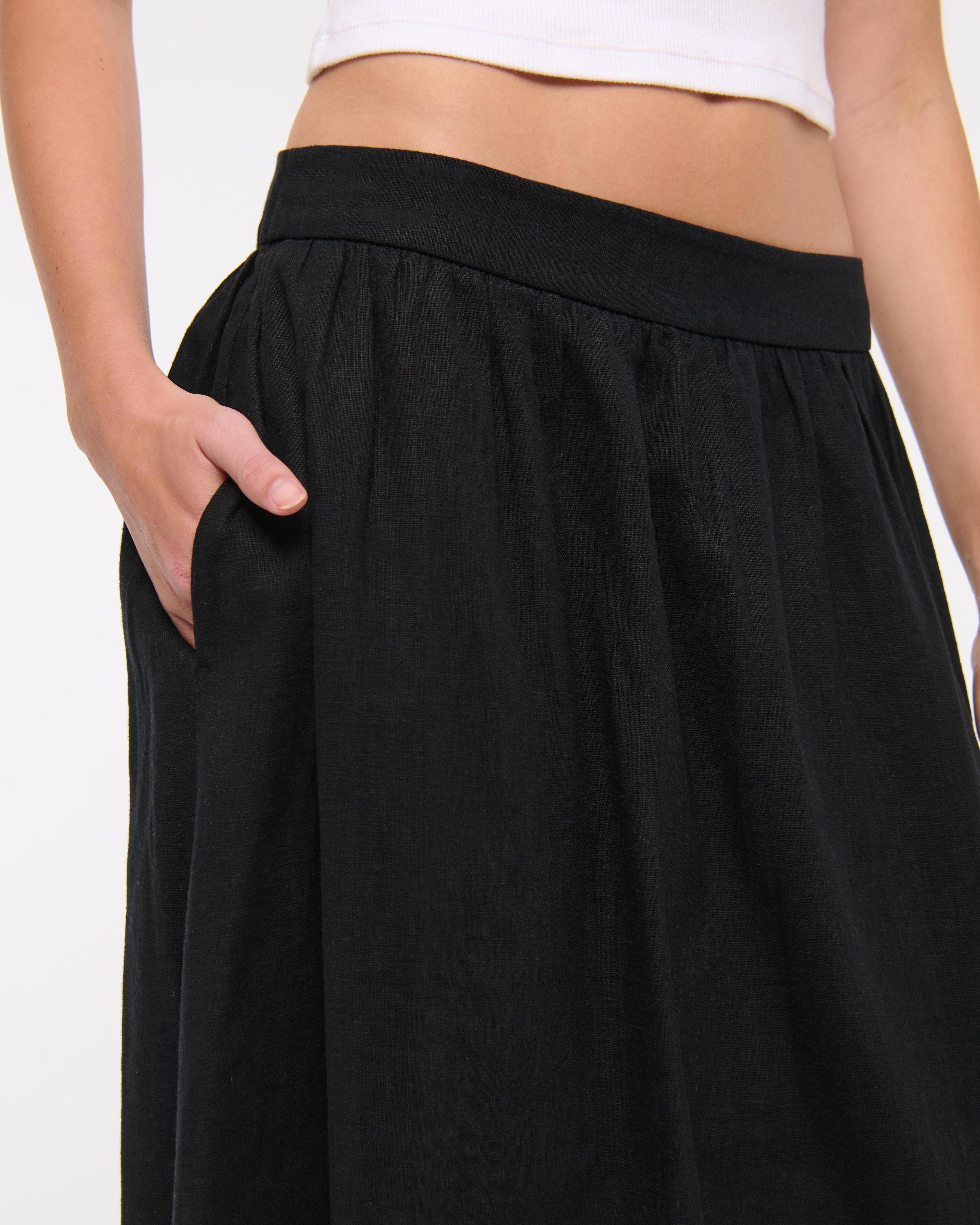 Linen-Blend Maxi Skirt Product Image