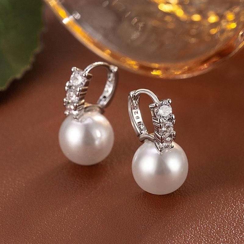 925 Sterling Silver Faux Pearl Drop Earring Product Image