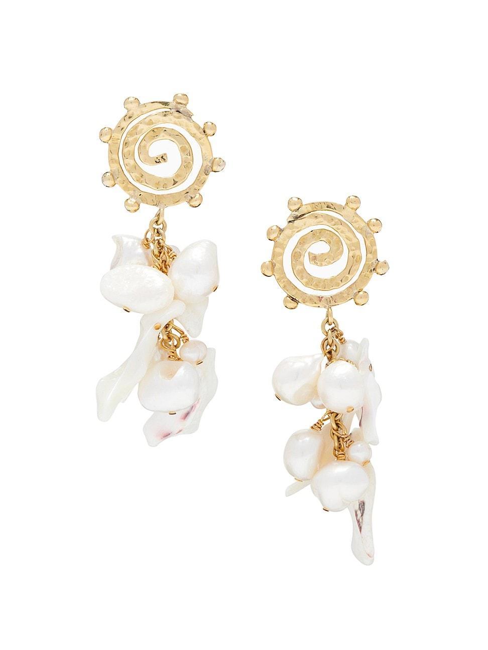 Womens Goldtone, Cultured Freshwater Pearl & Mother-Of-Pearl Drop Earrings Product Image