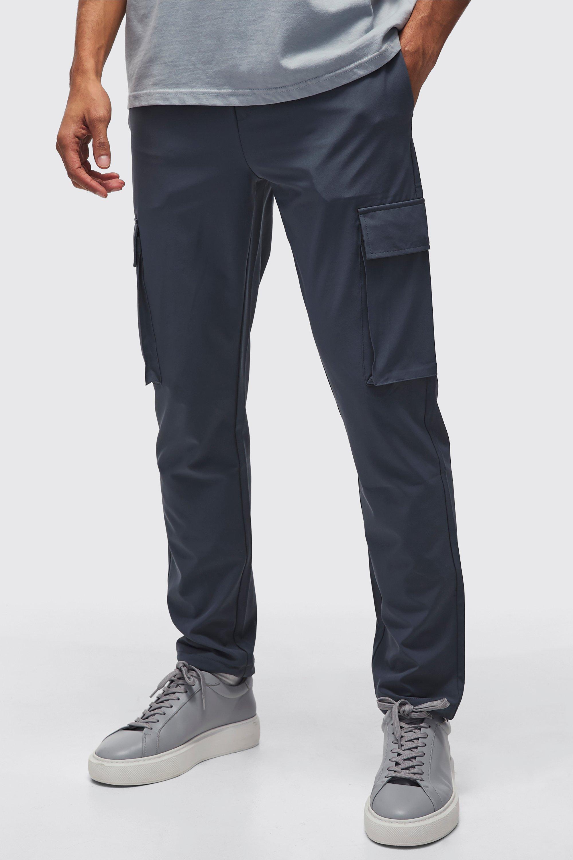 Technical Stretch Slim Fit Cargo Bungee Hem Pants | boohooMAN USA Product Image