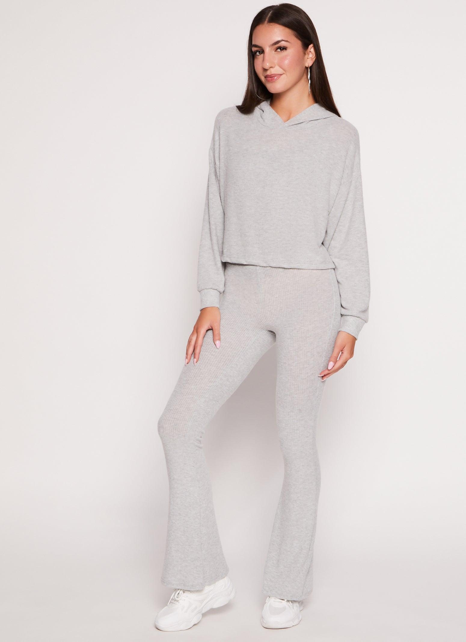 Womens Brushed Rib Knit Flared Pants product image