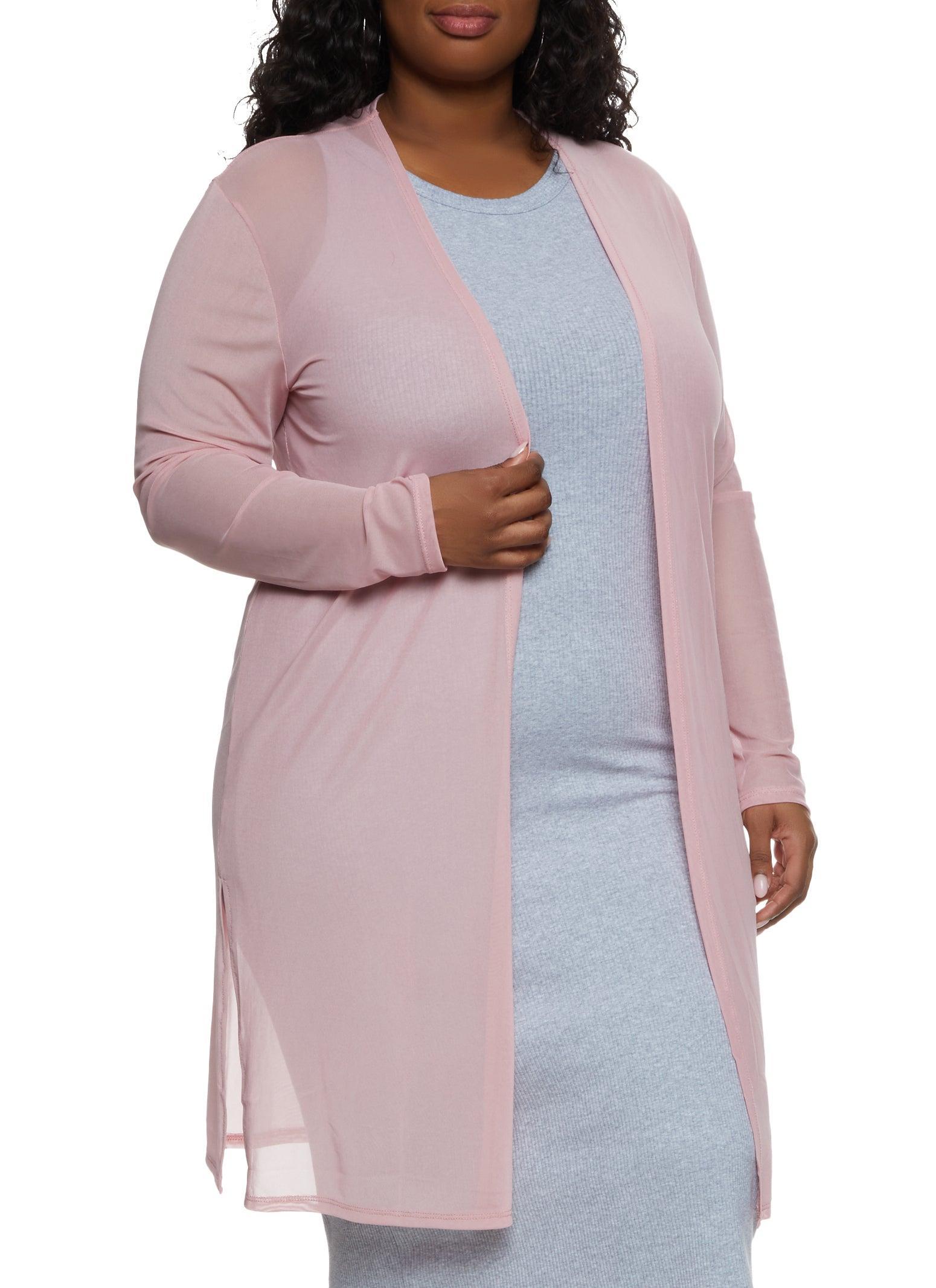 Womens Plus Size Mesh Long Sleeve Duster Product Image