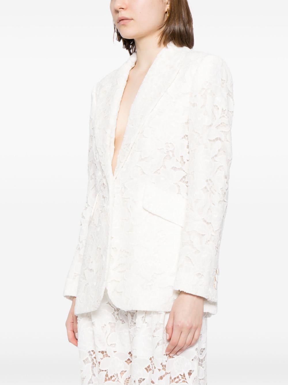 Natura Lace-detail Blazer In White Product Image