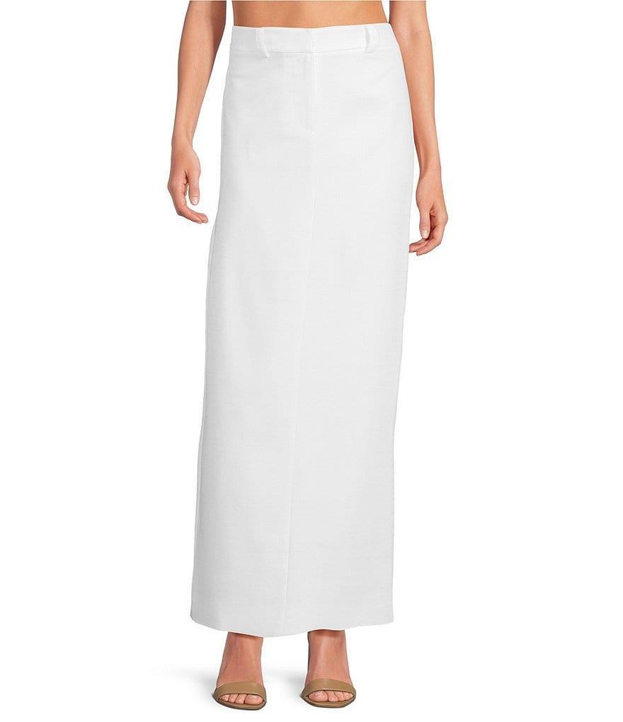 RONNY KOBO Solid Drape Linen-Blend Fitted Pencil Skirt Product Image