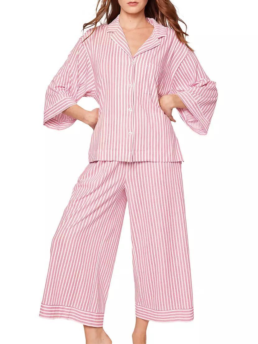 Ticking Stripe Cropped Pajamas Product Image