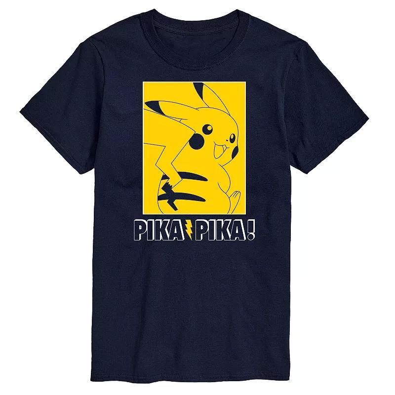 Mens Pokemon Pika Outline Graphic Tee Blue Product Image