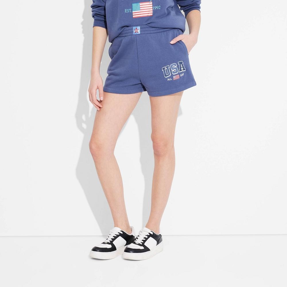 Womens American Original USA Graphic Shorts - Navy Blue Product Image