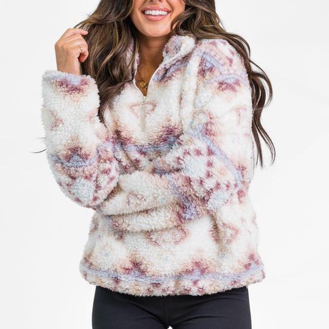 Way Out There Southwestern Print Sherpa Pullover Product Image