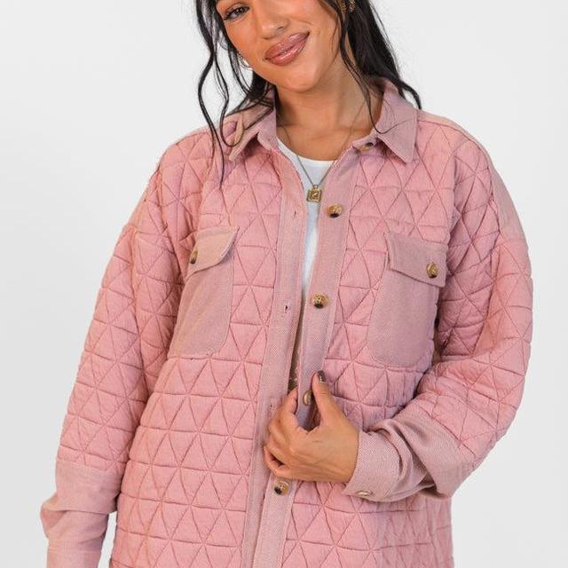 Off Season Blush Quilted Oversized Shacket Product Image