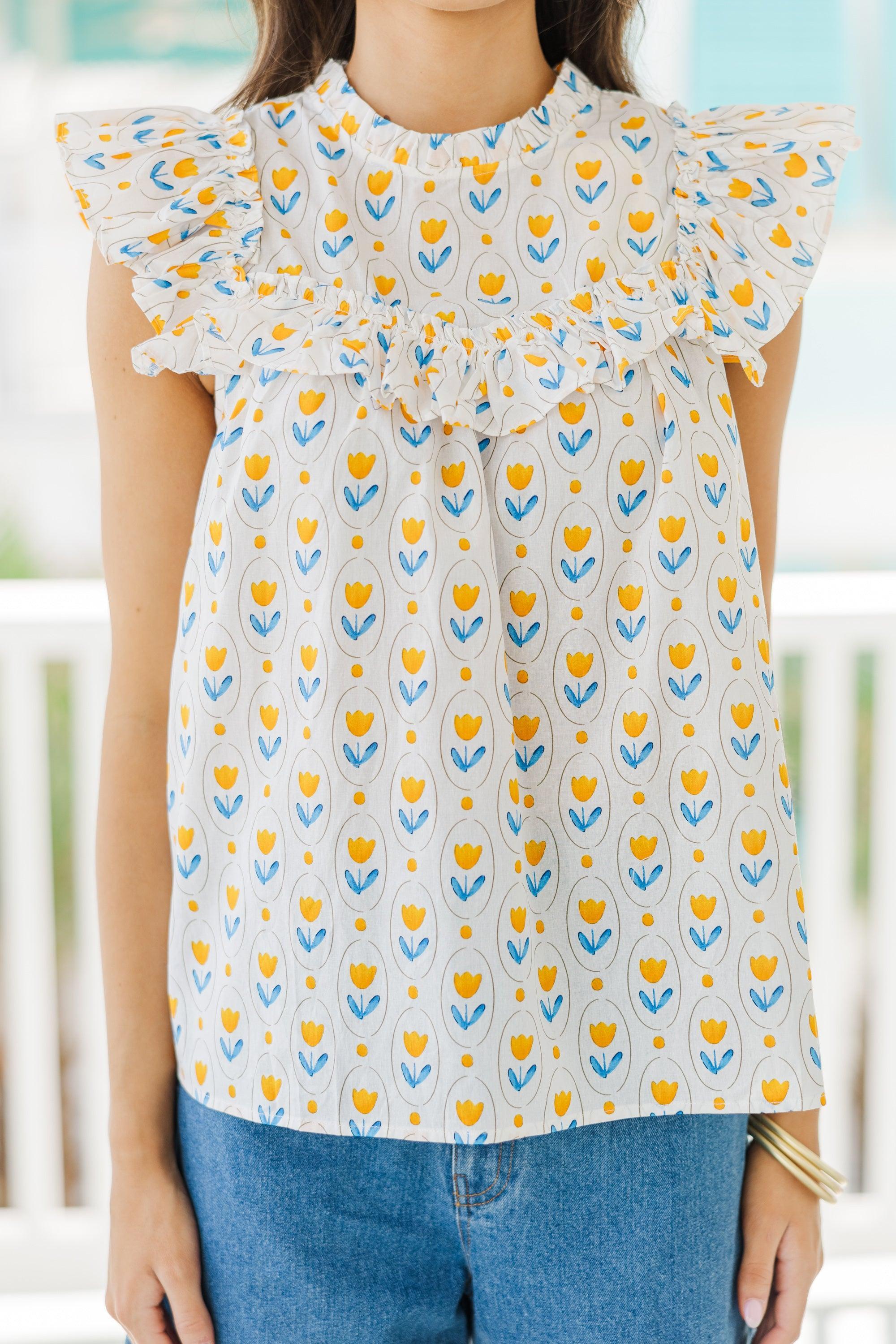 Someone Like You Yellow Floral Blouse Female Product Image