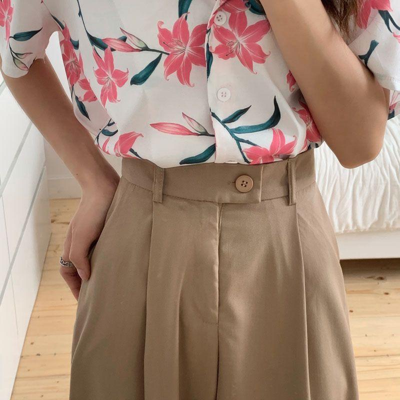 High-Waist Wide-Leg Dress Pants Product Image