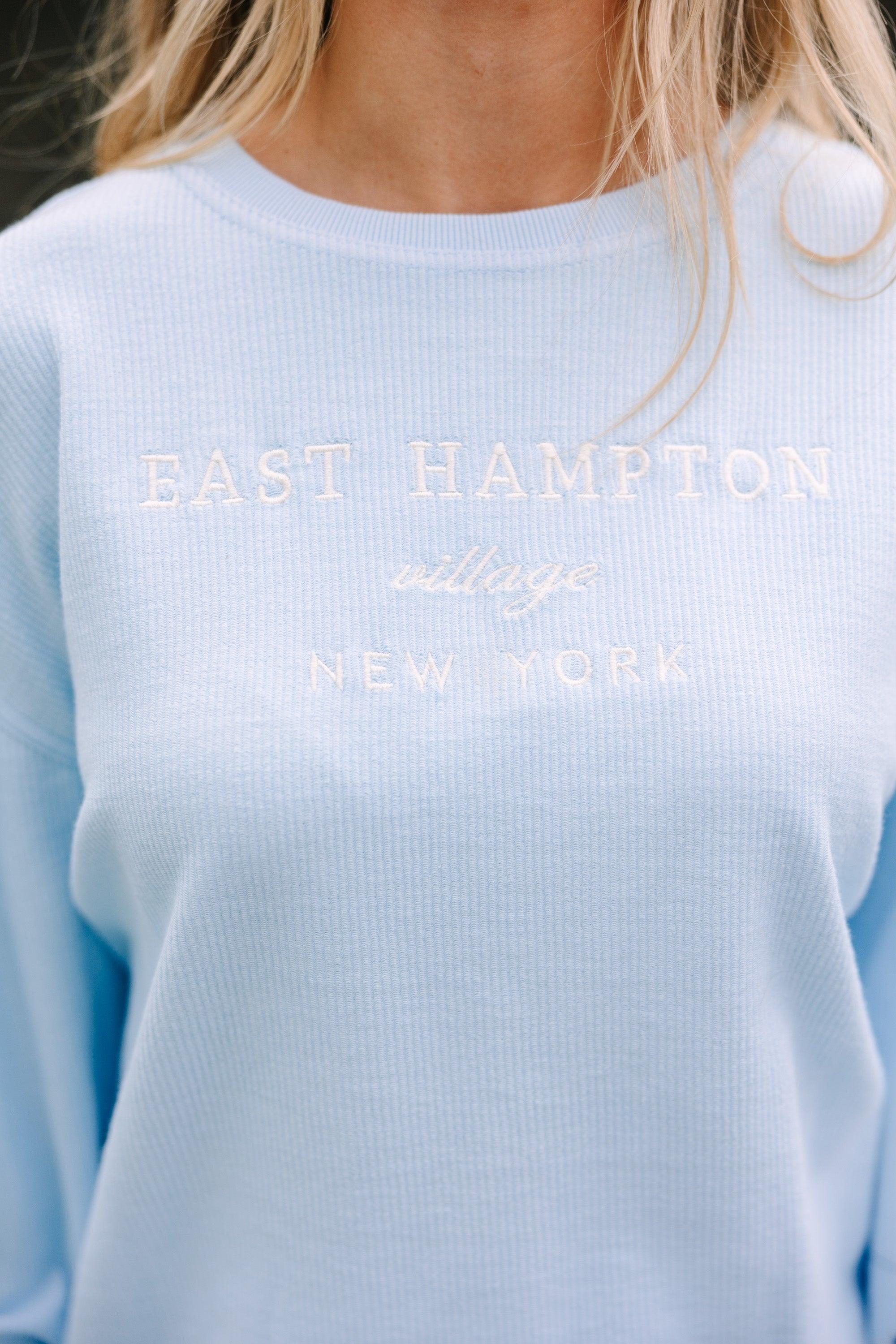 East Hampton NY Light Blue Embroidered Corded Sweatshirt Female Product Image