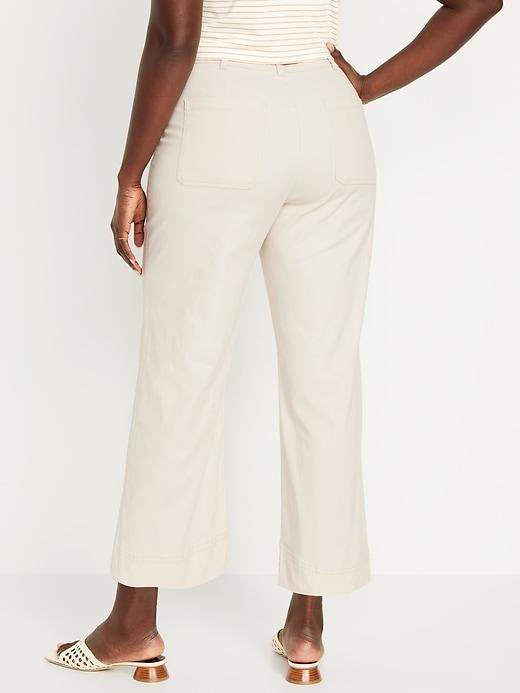 High-Waisted Crop Chino Wide-Leg Pants Product Image