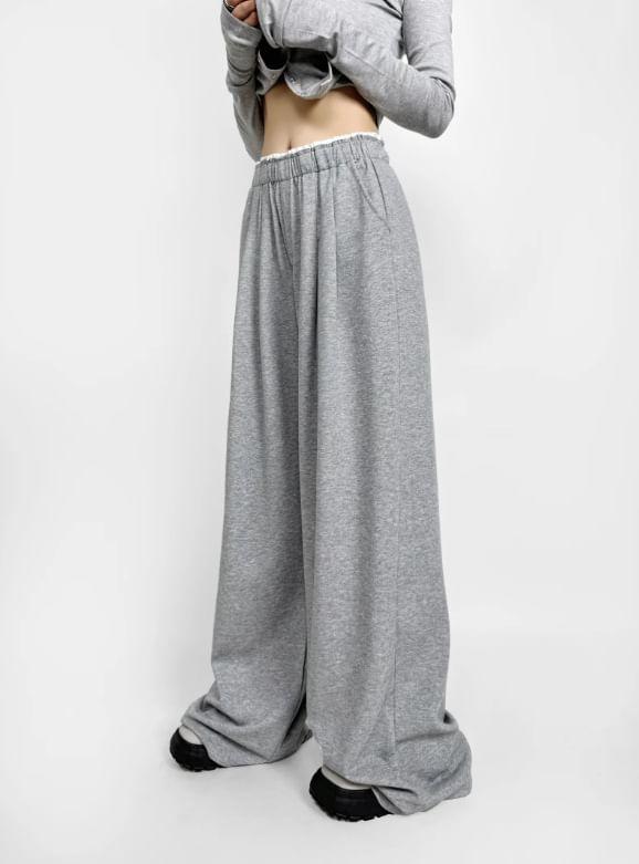 High Waist Contrast Trim Wide Leg Pants Product Image