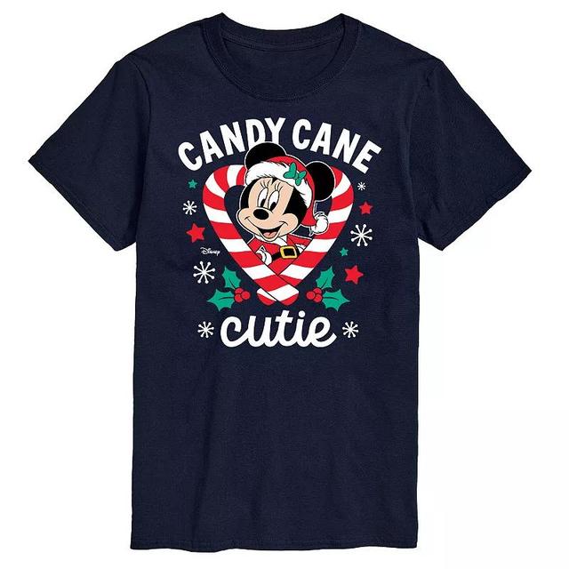 Disneys Big & Tall Minnie Candy Cane Cutie Graphic Tee, Mens Blue Product Image