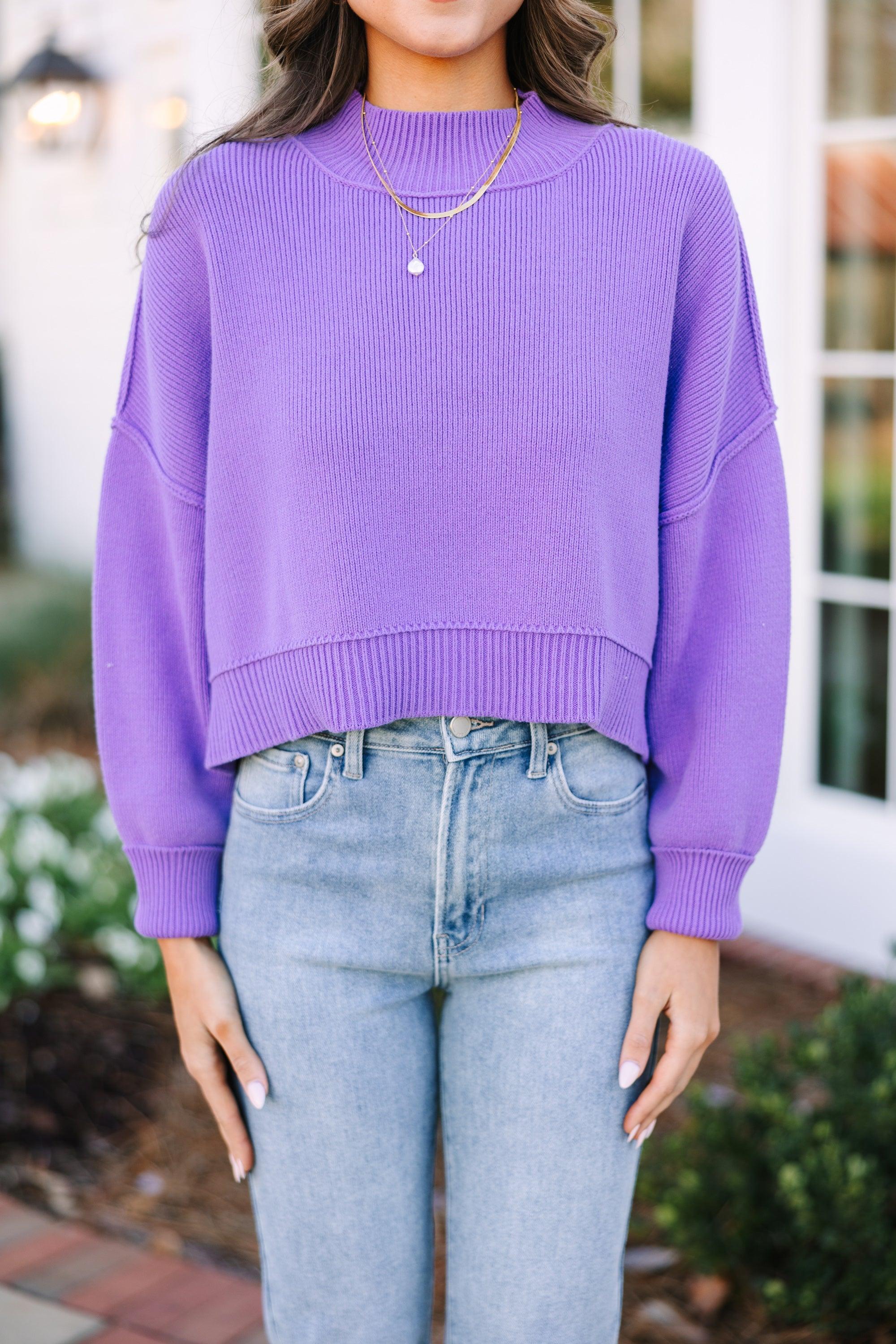 Where I Am Lavender Purple Cropped Sweater Female Product Image