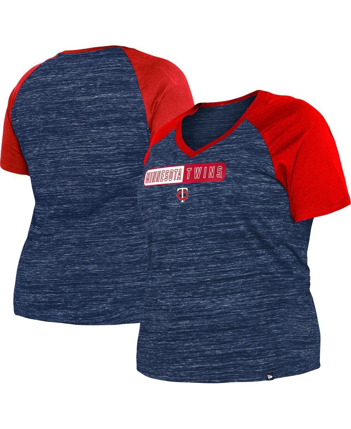 Womens New Era Navy Minnesota Twins Plus Size Space Dye Raglan V-Neck T-shirt Product Image