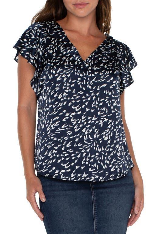 Liverpool Los Angeles Print Flutter Sleeve Satin Top Product Image