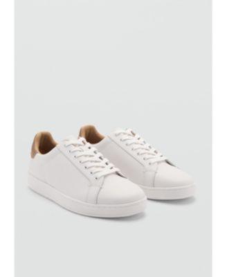 MANGO MAN - Contrasting panel leather sneakers whiteMen Product Image