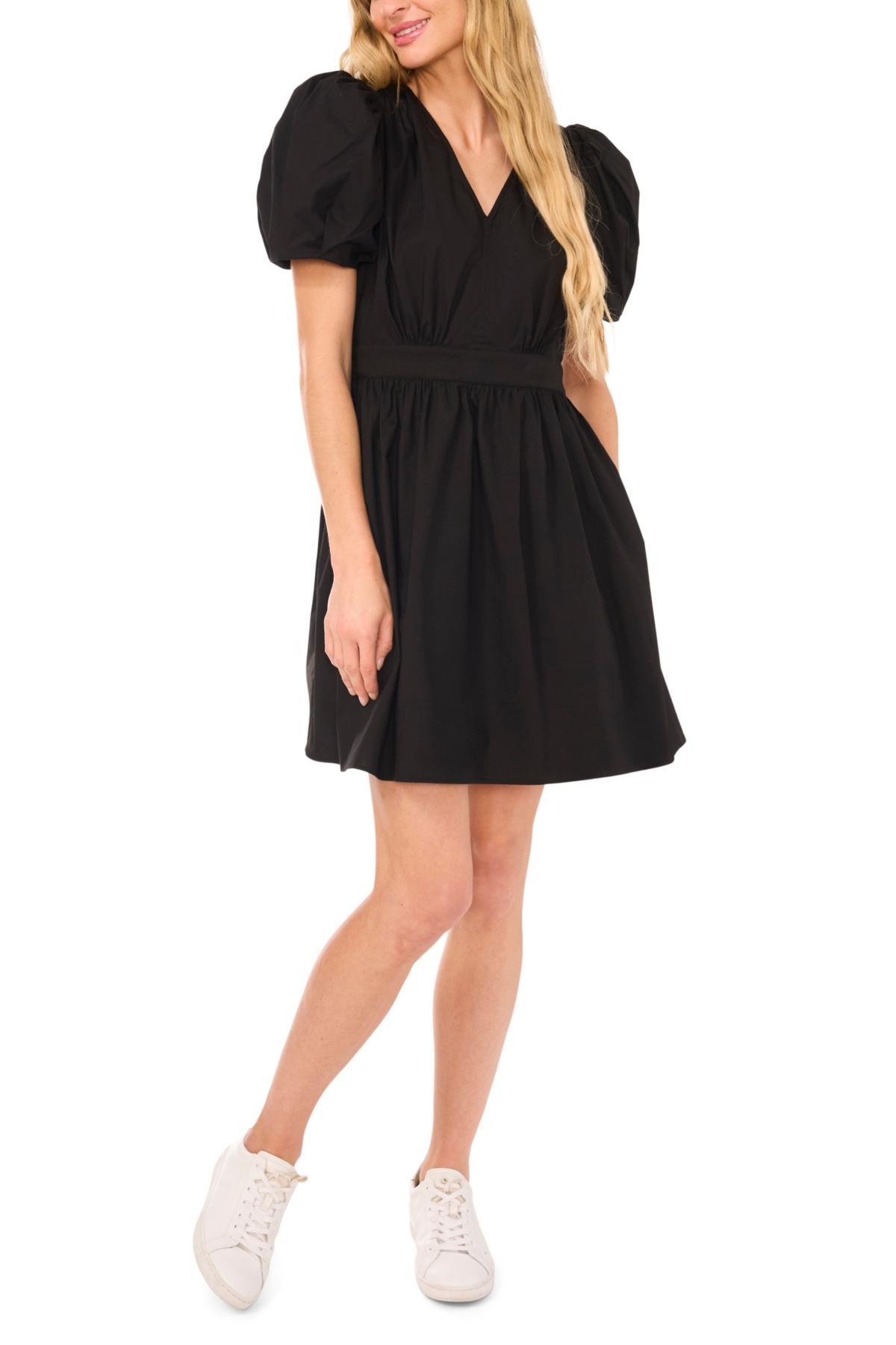 CeCe Womens Puff Sleeve Belted Mini Dress Product Image