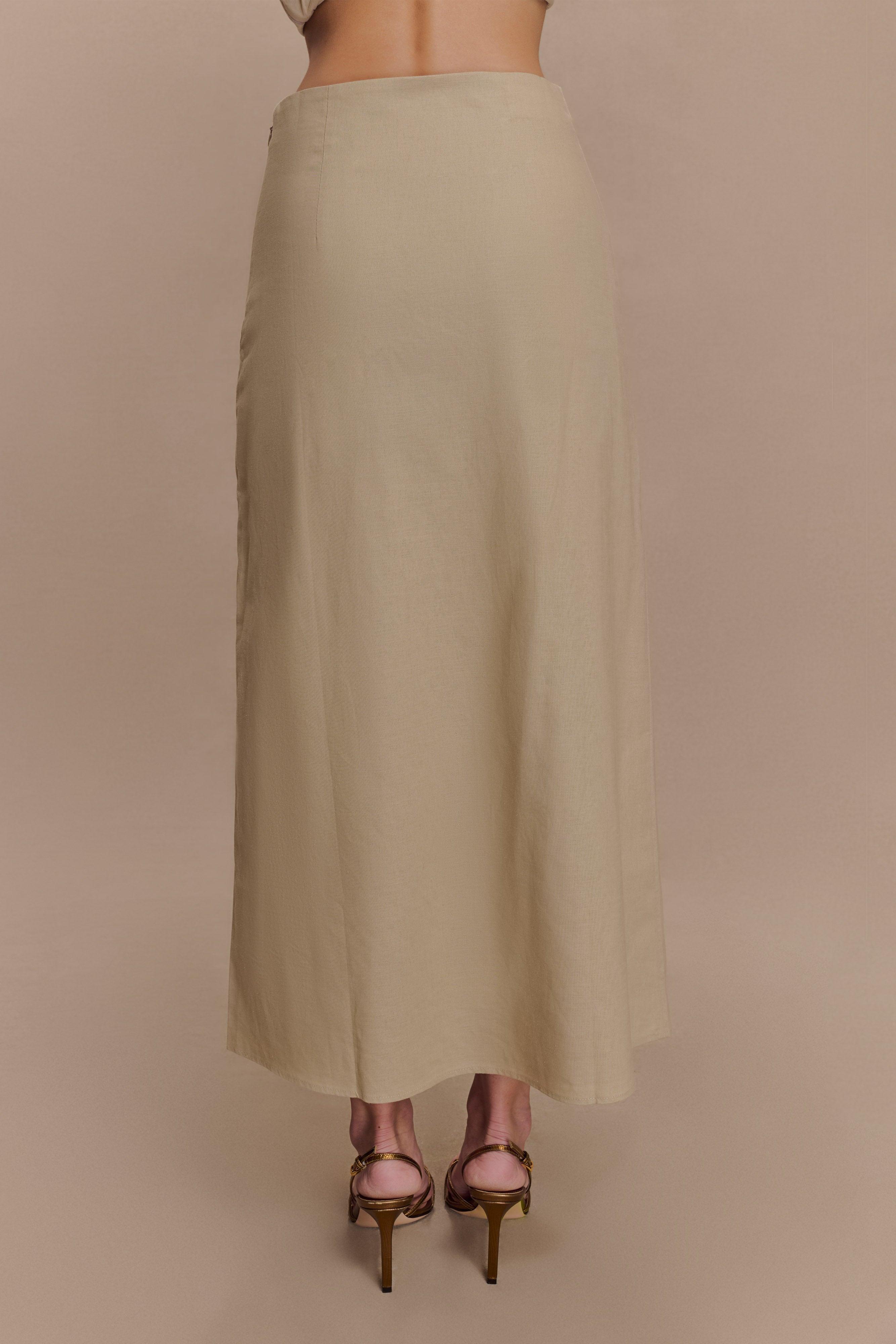 Dora Linen Midi Skirt - Natural Product Image