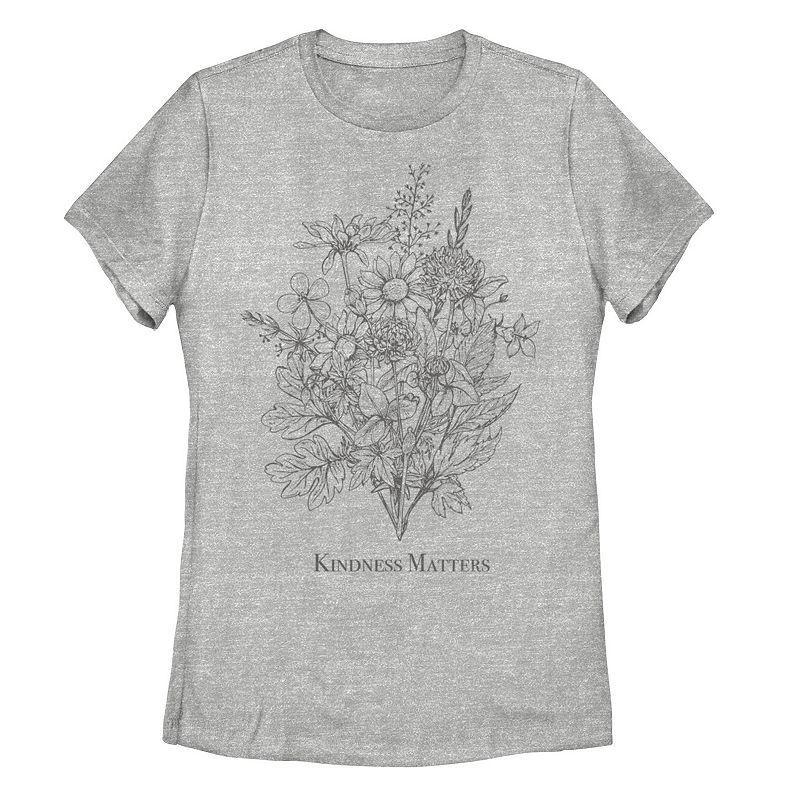 Juniors Kindness Matters Floral Tee, Girls Athletic Grey Product Image