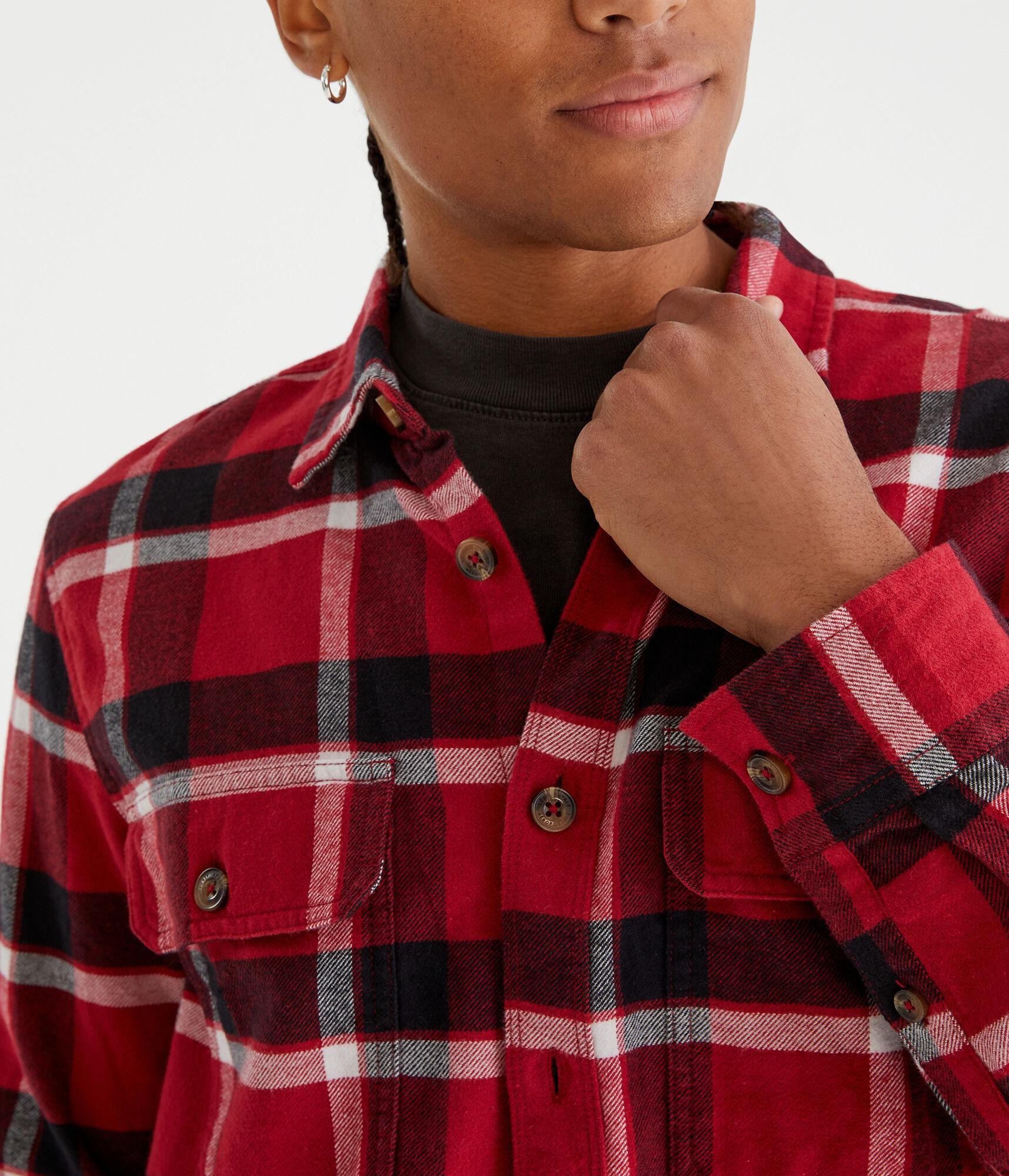 Long Sleeve Plaid Flannel Overshirt Product Image