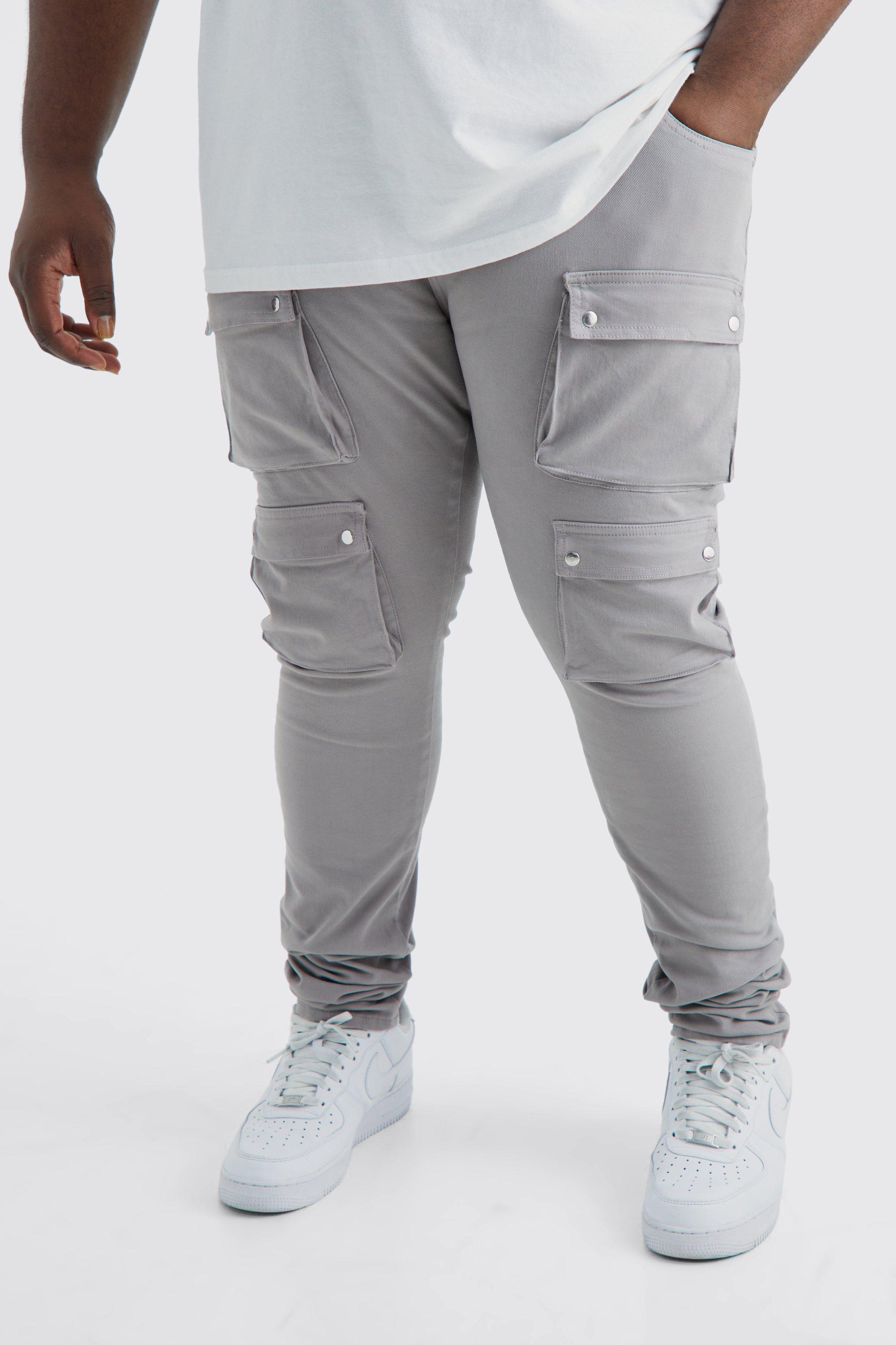 Plus Fixed Waist Skinny Multi Cargo Pocket Pants | boohooMAN USA Product Image