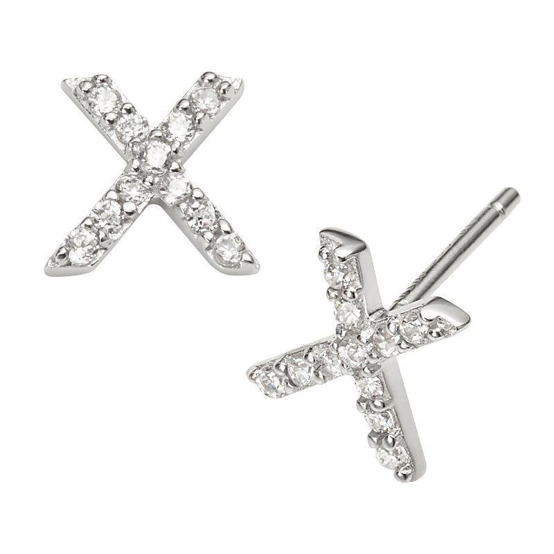 Sophie Miller Sterling Silver Cubic Zirconia Initial Stud Earrings, Womens Product Image