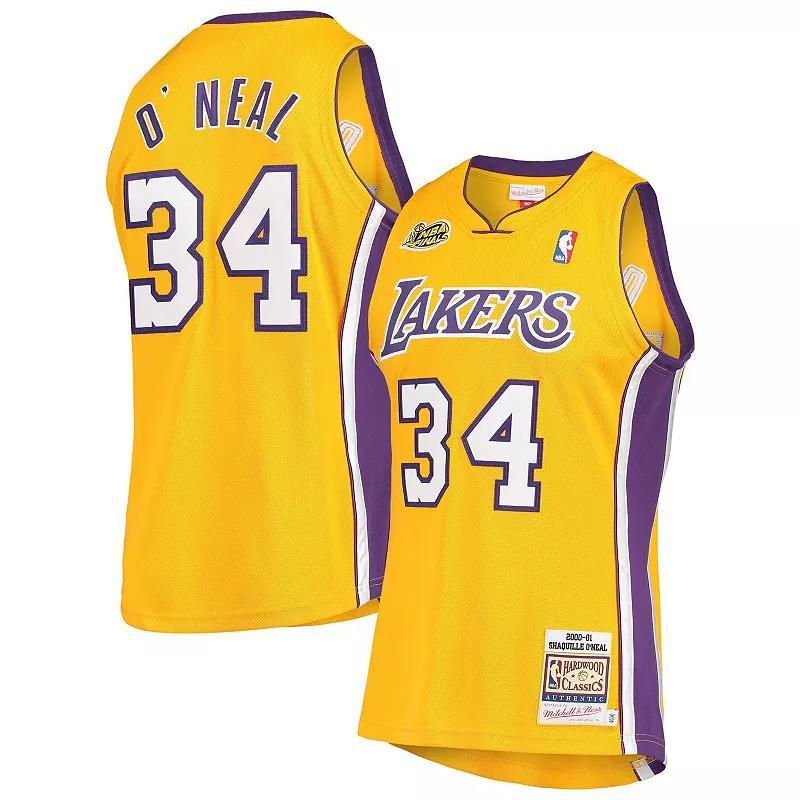 Mens Mitchell & Ness Shaquille ONeal Los Angeles Lakers 2000 NBA Finals Hardwood Classics Authentic Jersey Product Image