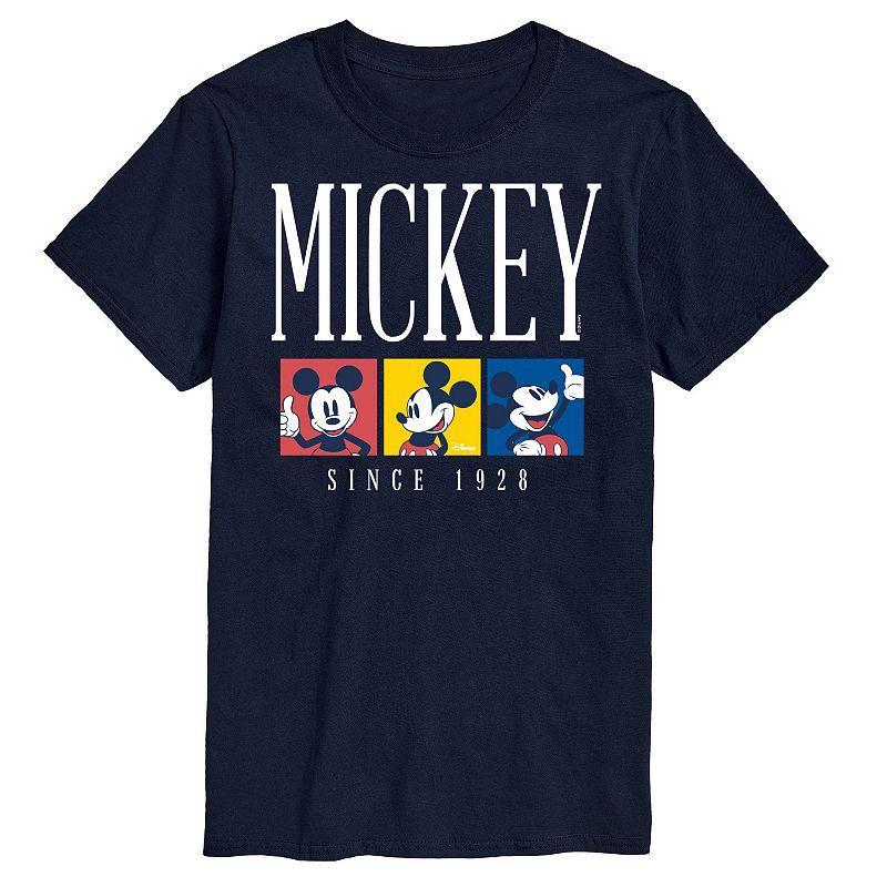 Disneys Mickey Mouse Big & Tall Color Block Graphic Tee, Mens Blue Product Image