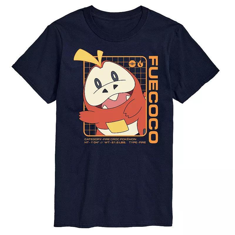 Mens Pokemon Fuecoco Stats Graphic Tee Blue Product Image