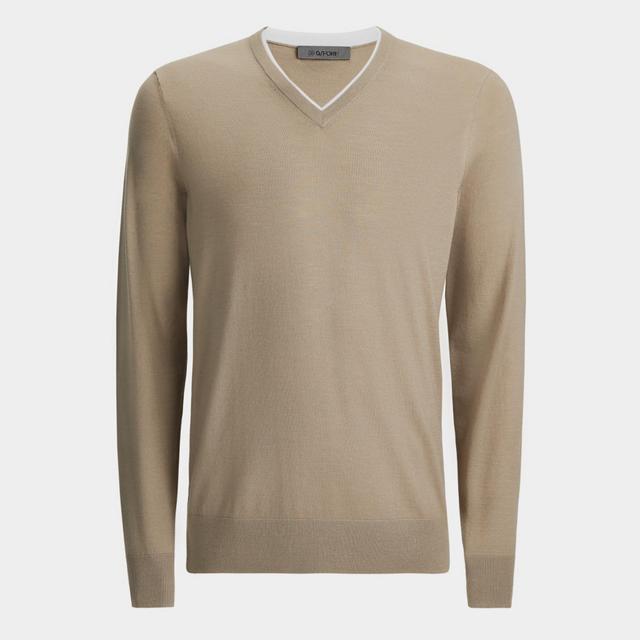 MERINO WOOL BLEND V NECK SWEATER Product Image