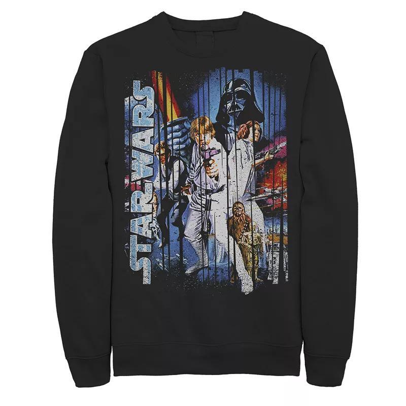 Mens Star Wars Classic Group Shot Striped Poster Sweatshirt Product Image