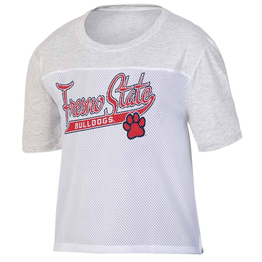 NCAA Fresno State Bulldogs Womens White Mesh Yoke T-Shirt Product Image