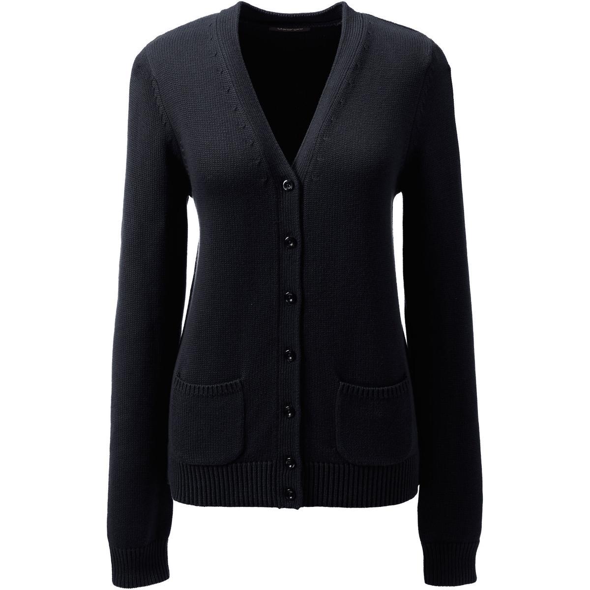 Lands End School Uniform Womens Cotton Modal Button Front Cardigan Sweater Product Image