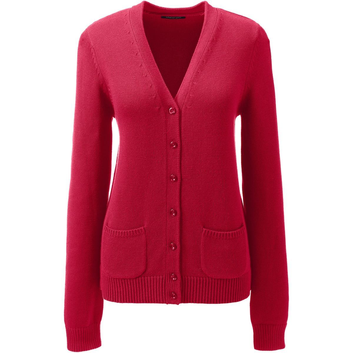 Lands End School Uniform Womens Cotton Modal Button Front Cardigan Sweater Product Image