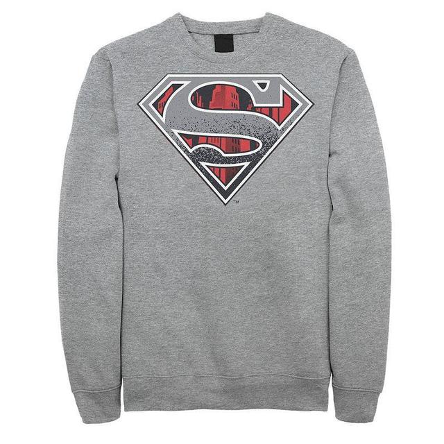 Mens DC Comics Superman Skyline Chest Logo Sweatshirt Athletic Grey Product Image