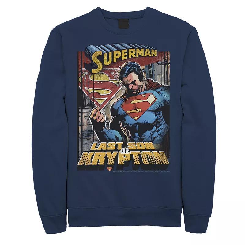 Mens DC Comics Superman Last Son Of Krypton Text Poster Sweatshirt Product Image