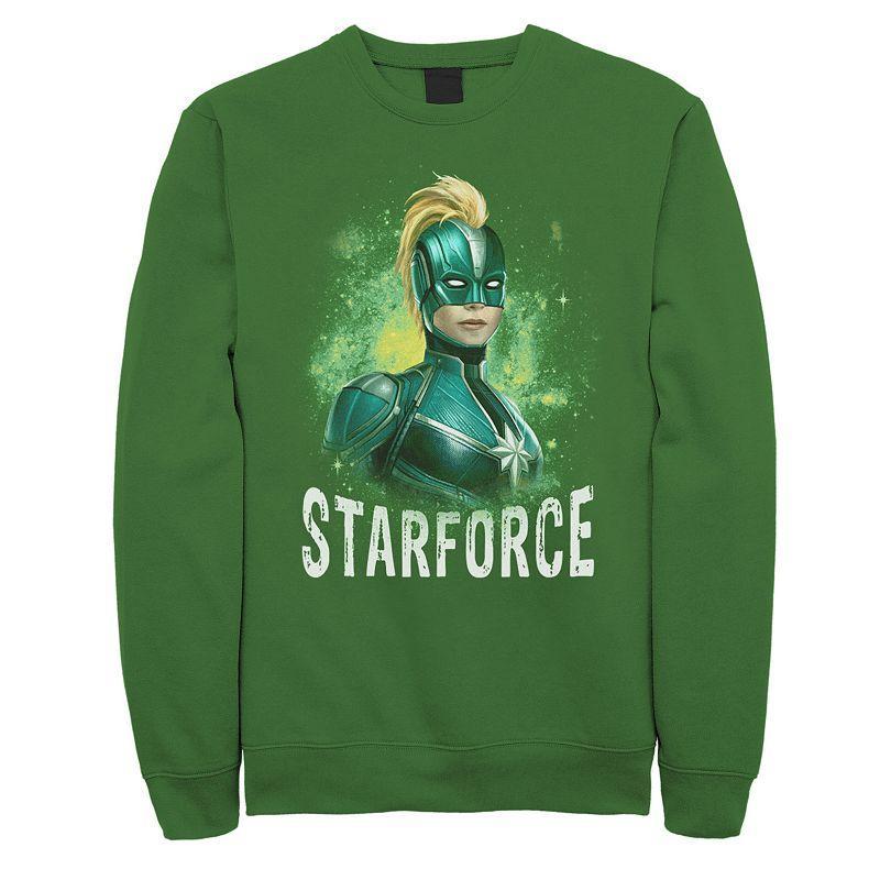 Mens Marvel Captain Marvel Starforce Portrait Graphic Fleece Pullover Green Product Image