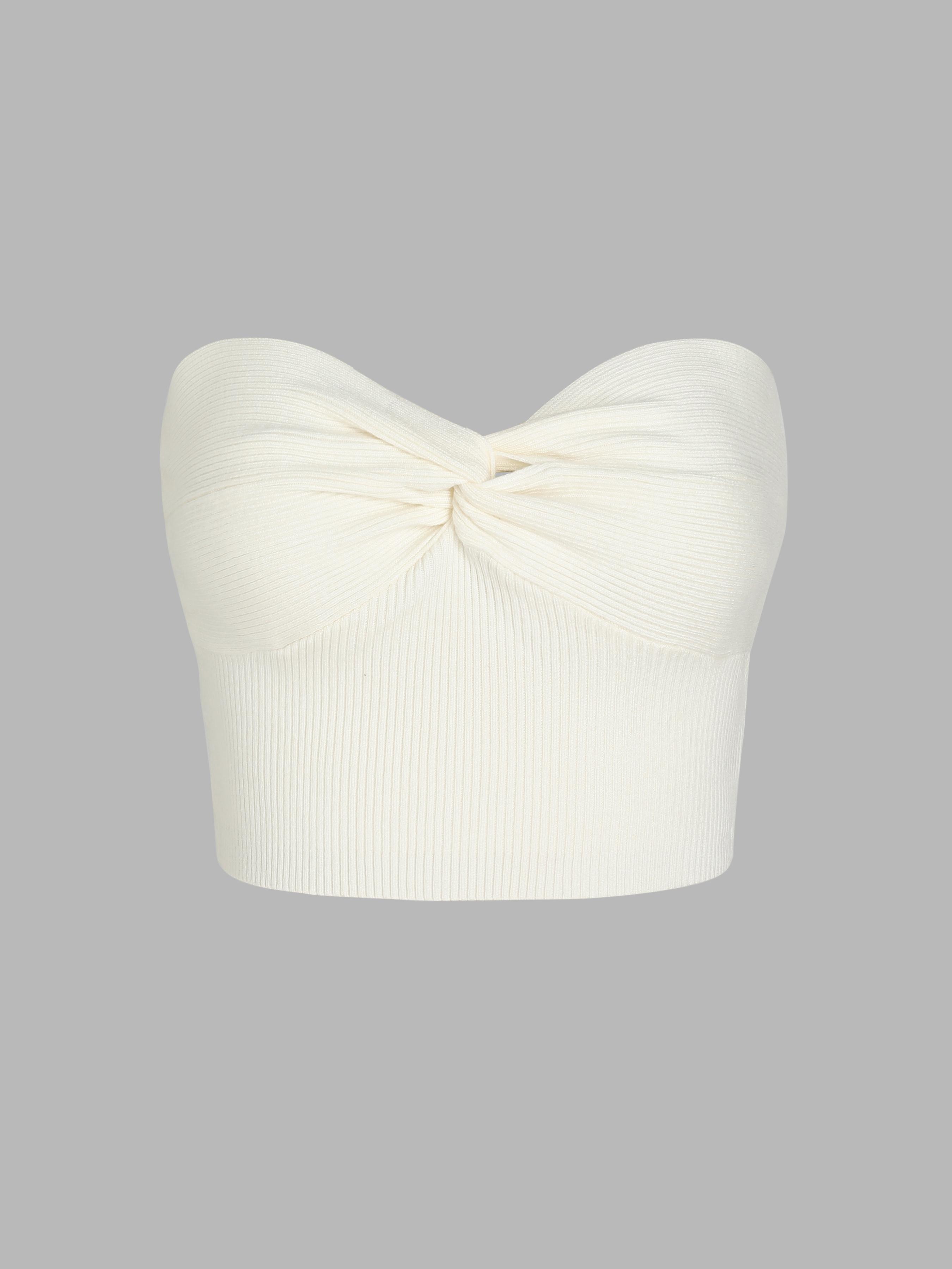 Twist Knitted Strapless Crop Top Product Image