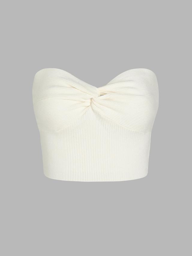 Twist Knitted Strapless Crop Top Product Image