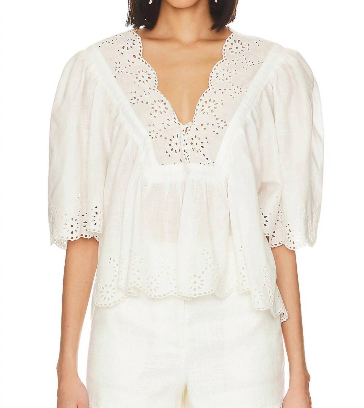 Costa Eyelet Top In Bright White Product Image