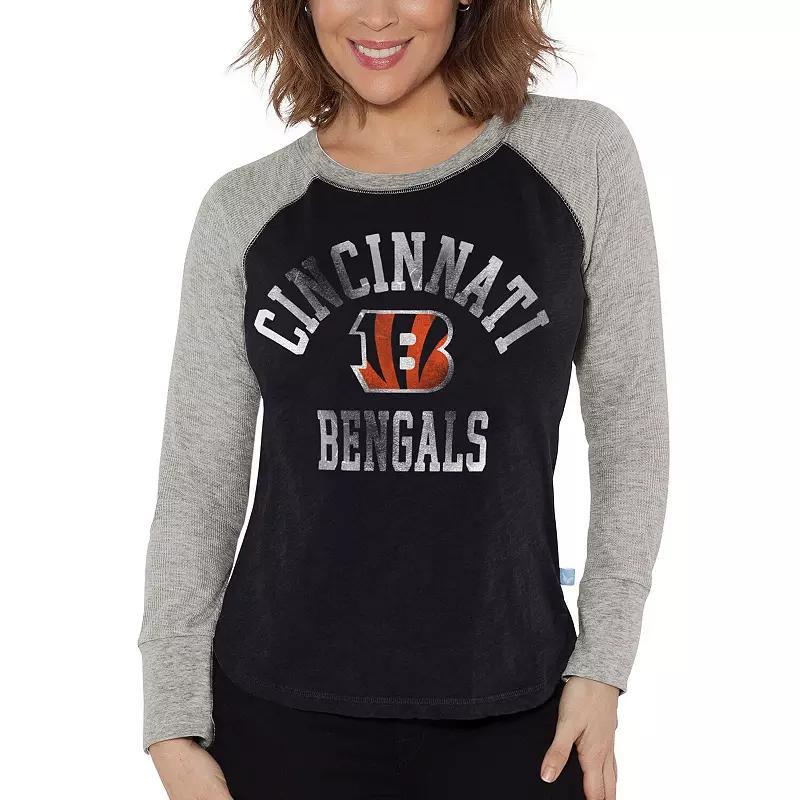 Womens G-III 4Her by Carl Banks /Heather Gray Cincinnati Bengals Waffle Knit Raglan Long Sleeve T-Shirt Product Image