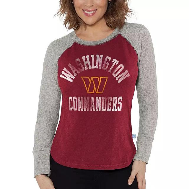 Womens G-III 4Her by Carl Banks Burgundy/Heather Gray Washington Commanders Waffle Knit Raglan Long Sleeve T-Shirt Product Image