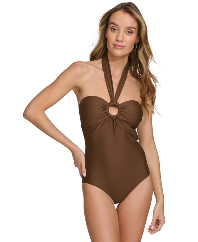 Dkny Womens O-Ring One-Piece Bandeau-Neck Swimsuit Product Image