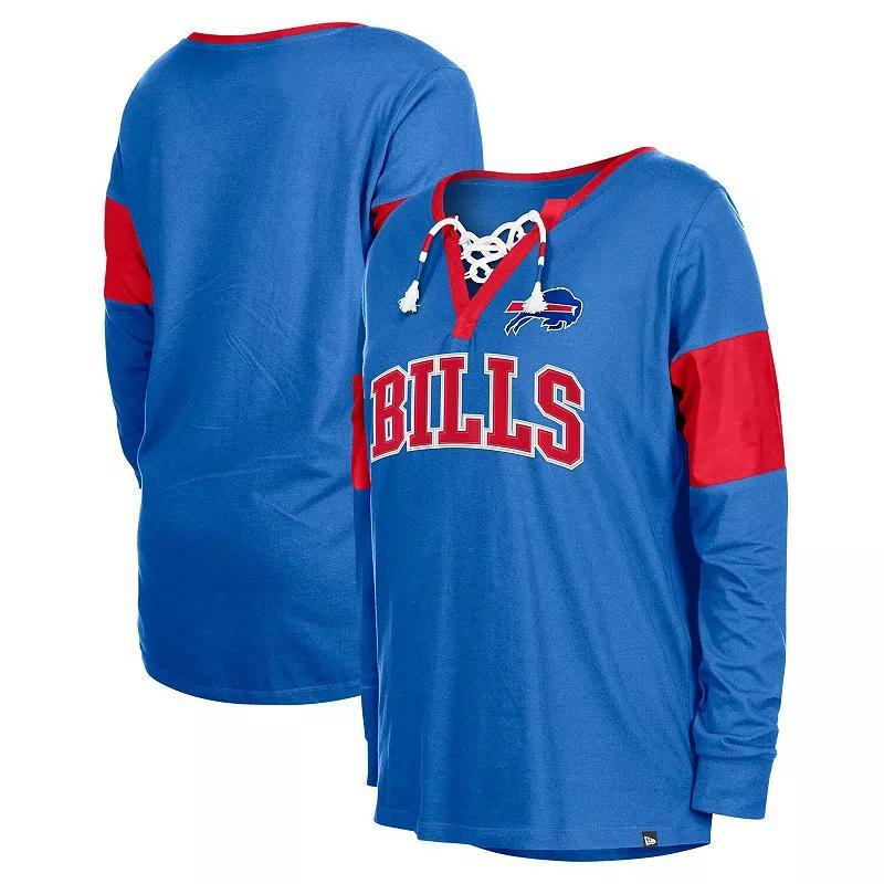 Womens New Era Royal Buffalo Bills Lace-Up Notch-Neck Long Sleeve T-Shirt Product Image