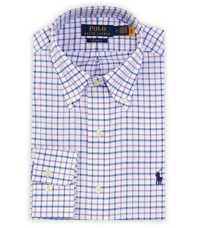 Polo Ralph Lauren Custom Fit Button-Down Collar Plaid Pinpoint Dress Shirt Product Image