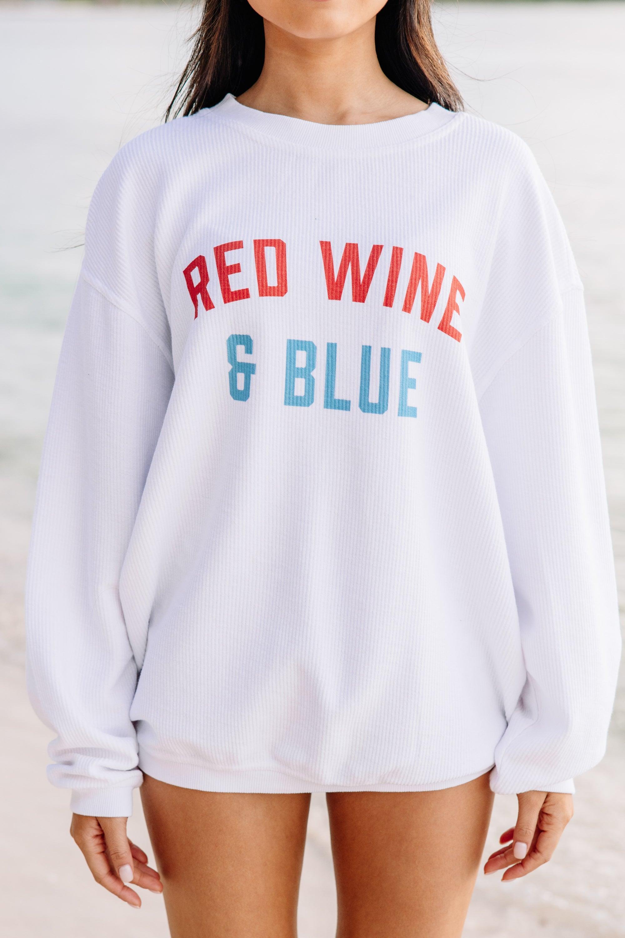 Red Wine and Blue White Corded Graphic Sweatshirt Female Product Image