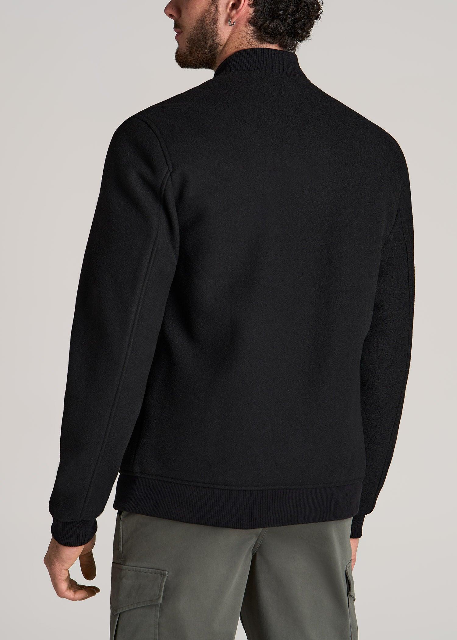 Melton Varsity Jacket for Tall Men in Black Male Product Image